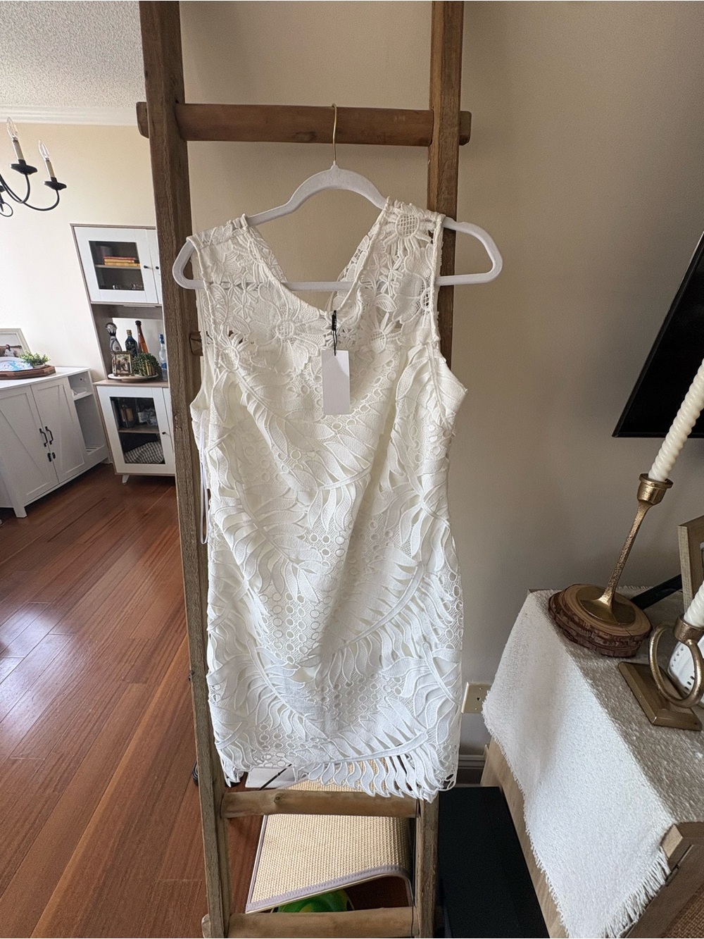 Milly White Lace Sleeveless Mini Dress